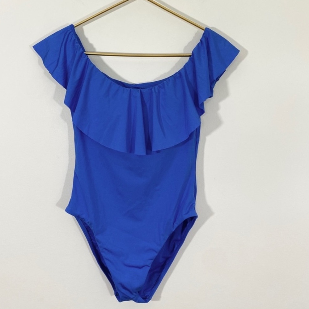 Elegant Off-Shoulder Blue Swimsuit NWT - Picture 8 of 9